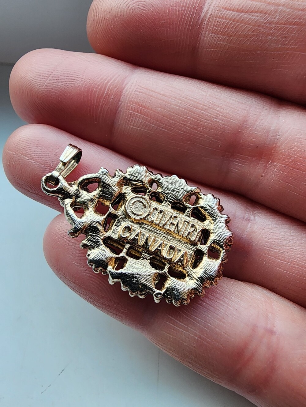 Vintage Sarah Coventry Gold Tone Pendant with Glass Rhinestone - Picture 2 of 4